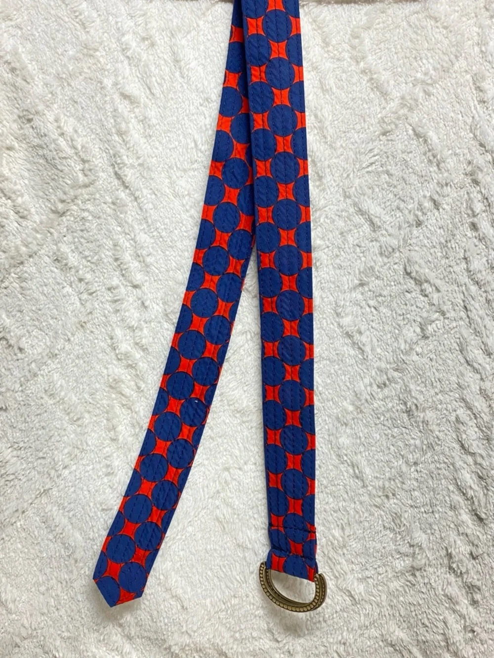 J. Crew Quilted Wrist Strap in Navy and Bright Orange Circle Print - Picture 4 of 5